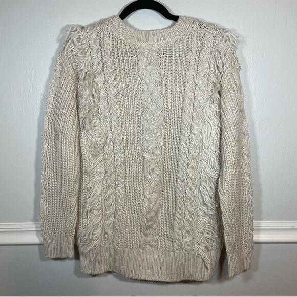 Three Bird Nest Fringe Cable Knit Sweater Size S/M - Picture 5 of 7